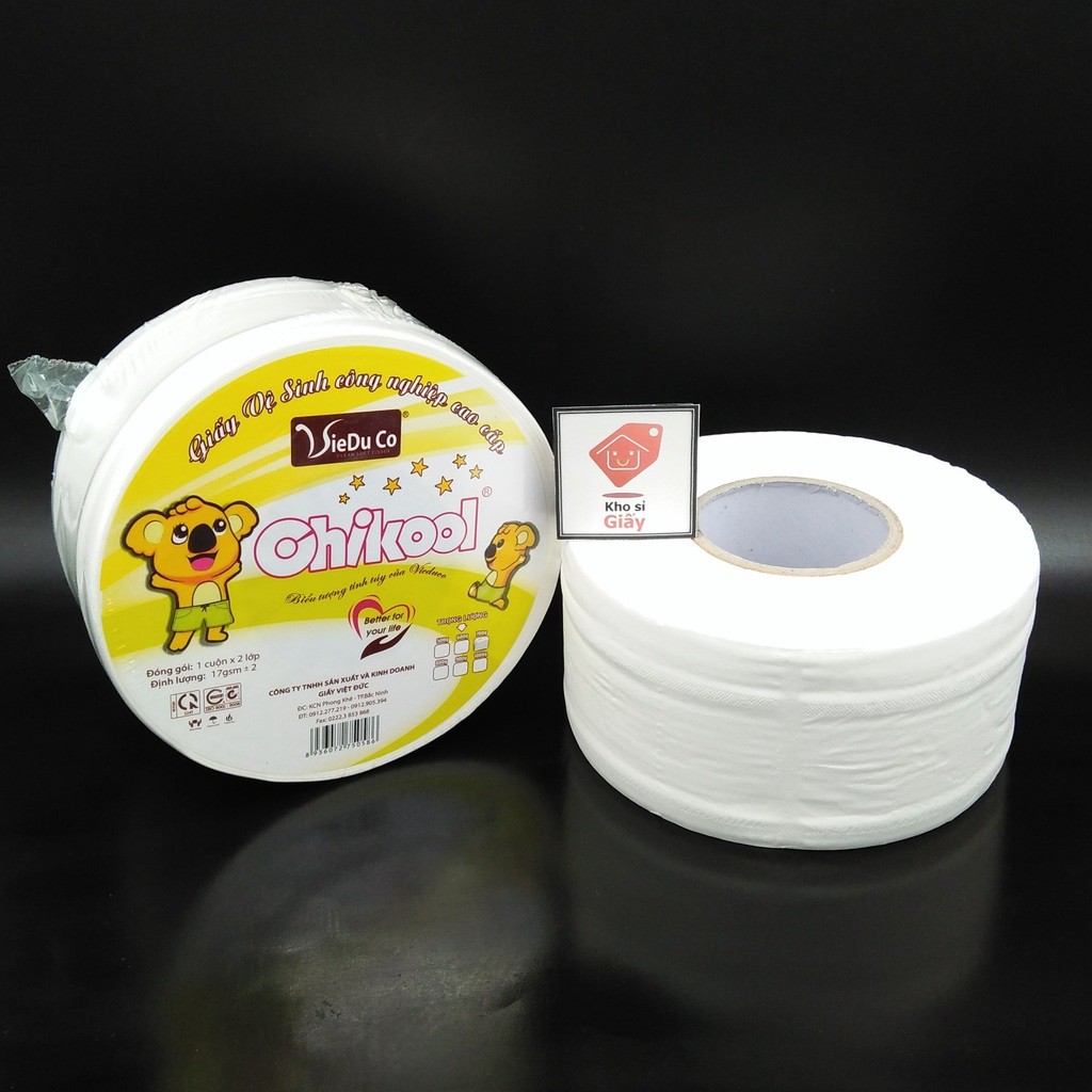 Combo 2 cuộn giấy vệ sinh công nghiệp 500g cao cấp Chikool - Giấy cuộn loại 1