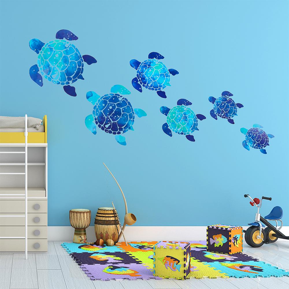 Set 2 / 12 Sticker Dán Tường Hình Rùa Biển Chống Thấm Nước Trang Trí Văn Phòng