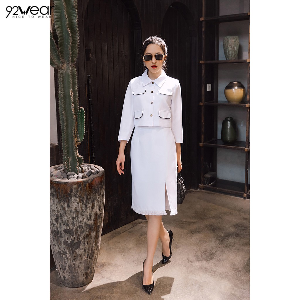 Chân váy midi xẻ 1 bên 92WEAR JDW0694