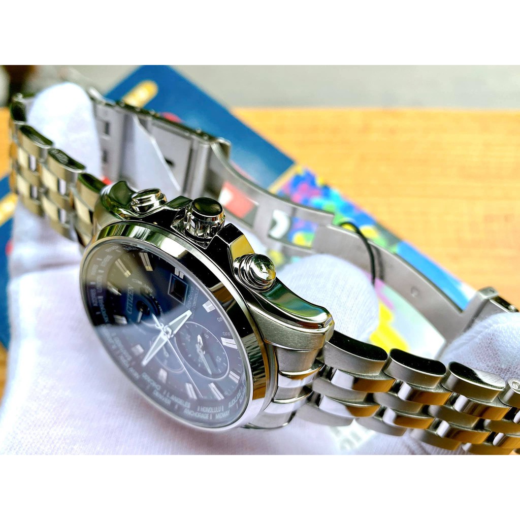 Đồng hồ Nam chính hãng Citizen Eco Drive World Time Radio Controlled AT9031-52L - Máy Pin năng lượng ánh sáng