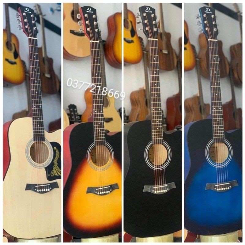 Guitar Acoustic Tokado gỗ hồng đào có ty. Full bao da ,capo,dây dự phòng