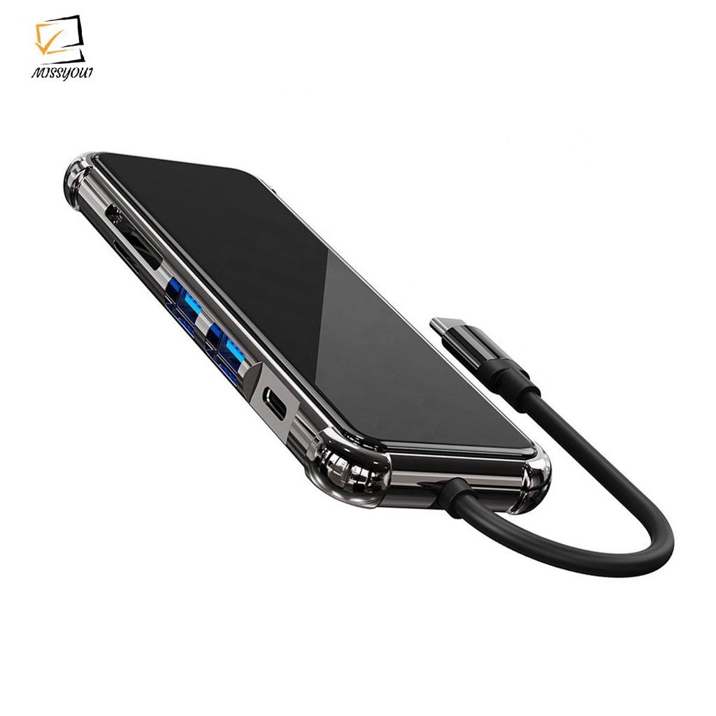 Bộ Chuyển Đổi Usb C Sang Hdmi-Compatible + Tf + An Ninh Digital + 3 Usb 4k 30hz 6 Trong 1