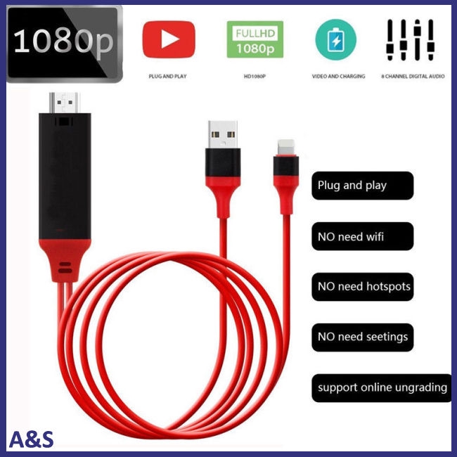 Dây cáp chuyển đổi hình ảnh 1080p kích thước 6ft 8pin Apple sang HDMI dành cho iPhone 6 6S 7 8 Plus X