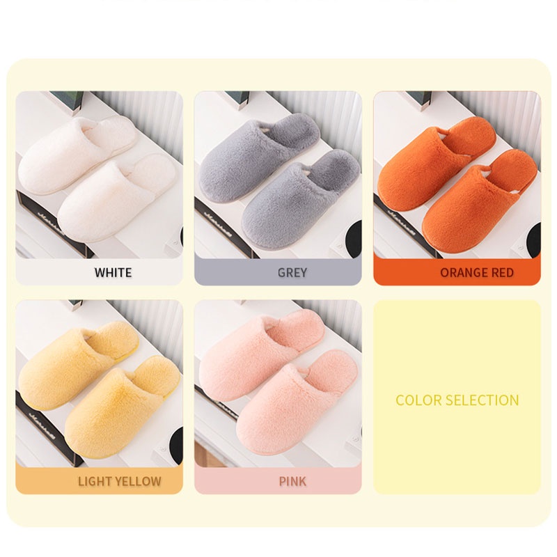 Dép bông đi trong nhà RENBEN cotton phối nhung mềm mại thân thiện với làn da thời trang thu đông cho nữ
