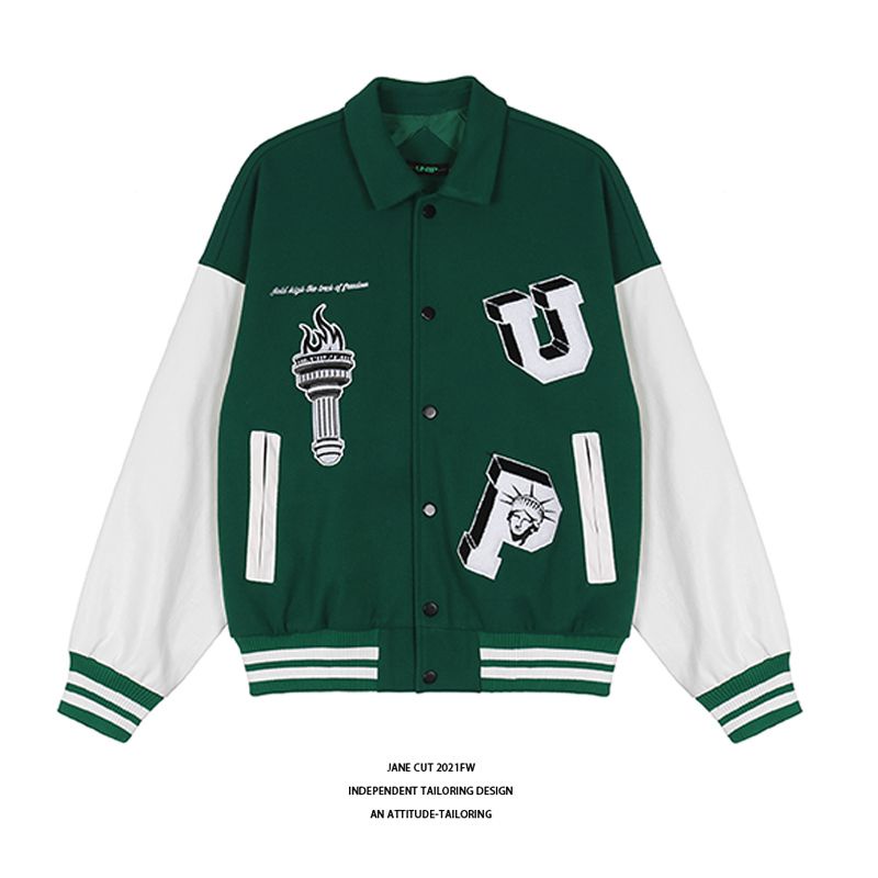 Áo khoác varsity jacket Undertrap phối tay da