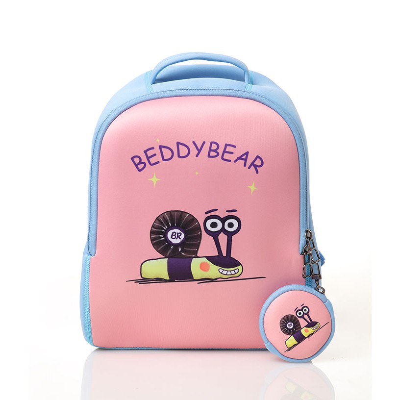 Balo Beddybear / Beddy bear superman họa tiết Ốc Sên cho bé gái mẫu giáo, mầm non từ 3 - 5 tuổi kèm bóp nhỏ siêu xinh.