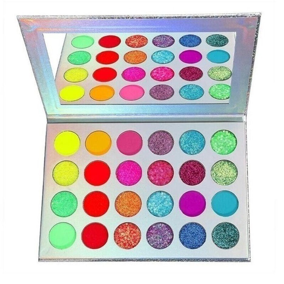 ✱BEST✱  24 Colour Luminous Eyeshadow Palette Glitter-Matte Glow In Dark Makeup Halloween Party Eyeshadow Palette