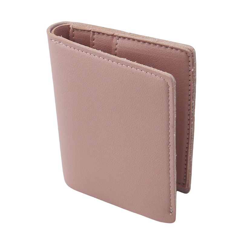 Women's Short Wallet PU Leather Card Holder Solid Color Folding Pockets Ladies Casual Wallet