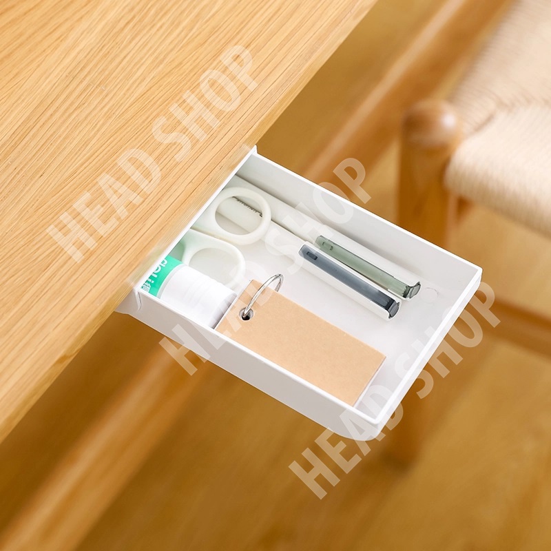 Hộc dán ngăn kéo dán gầm bàn mini để đồ tiện ích cực gọn gàng mã NK HeadShop