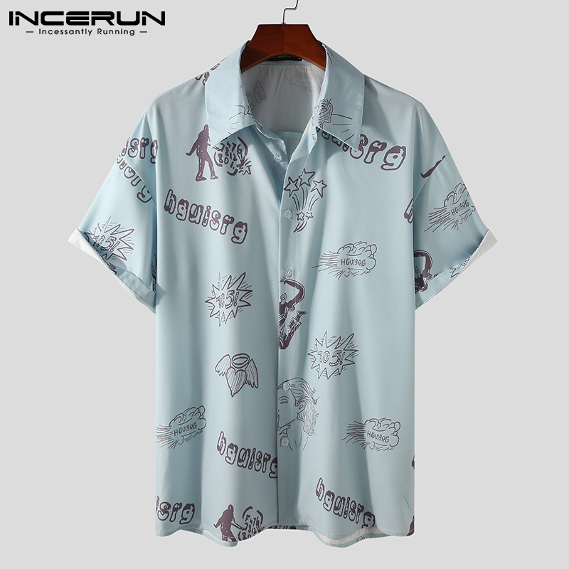 Áo Sơ Mi INCERUN Tay Ngắn In Họa Tiết Cá Tính Thời Trang Cho Nam | BigBuy360 - bigbuy360.vn