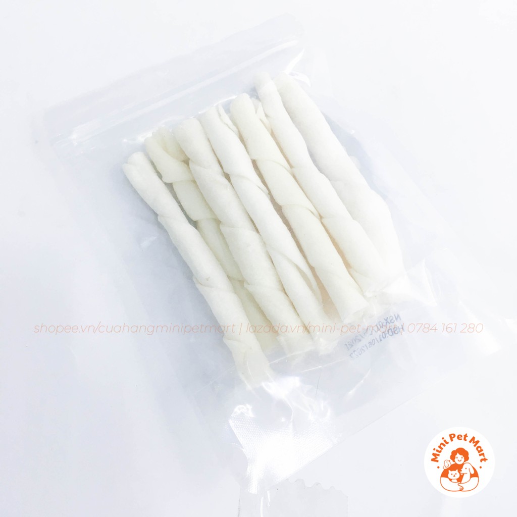 Xương gặm da bò TÀI HƯNG THỊNH 768 (10 cái) - bánh xương, snack, bánh thưởng, xương gặm cho chó