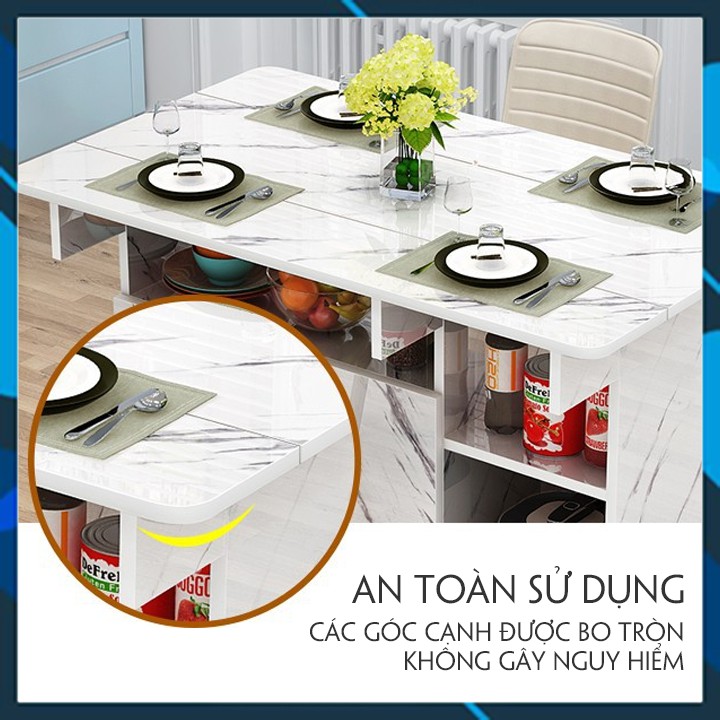 Bàn ăn gỗ đặc mặt giả đá thông minh, Có bánh xe, Có thể gấp gọn - VENUS.98 | BigBuy360 - bigbuy360.vn