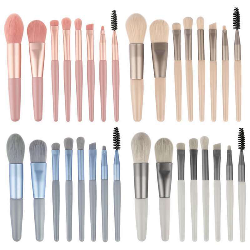 Set 8 Cọ Trang điểm Cán Gỗ Lông Mềm Mini Xinh Xắn Người Mới