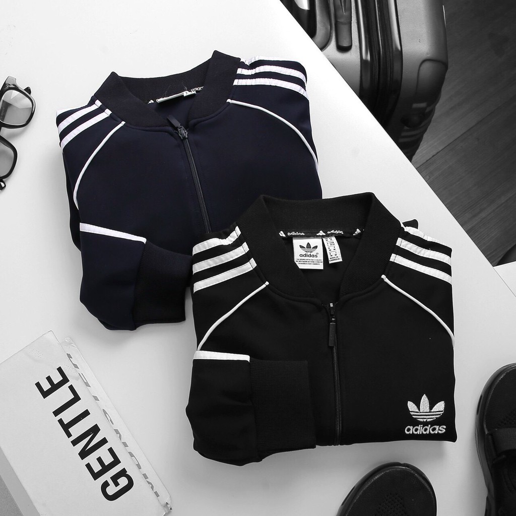 Bộ thể thao nam thu đông 3 sọc,áo khoác bomber 3 sọc nỉ add nam nữ chất liệu poly 2da thể thao logo thêu