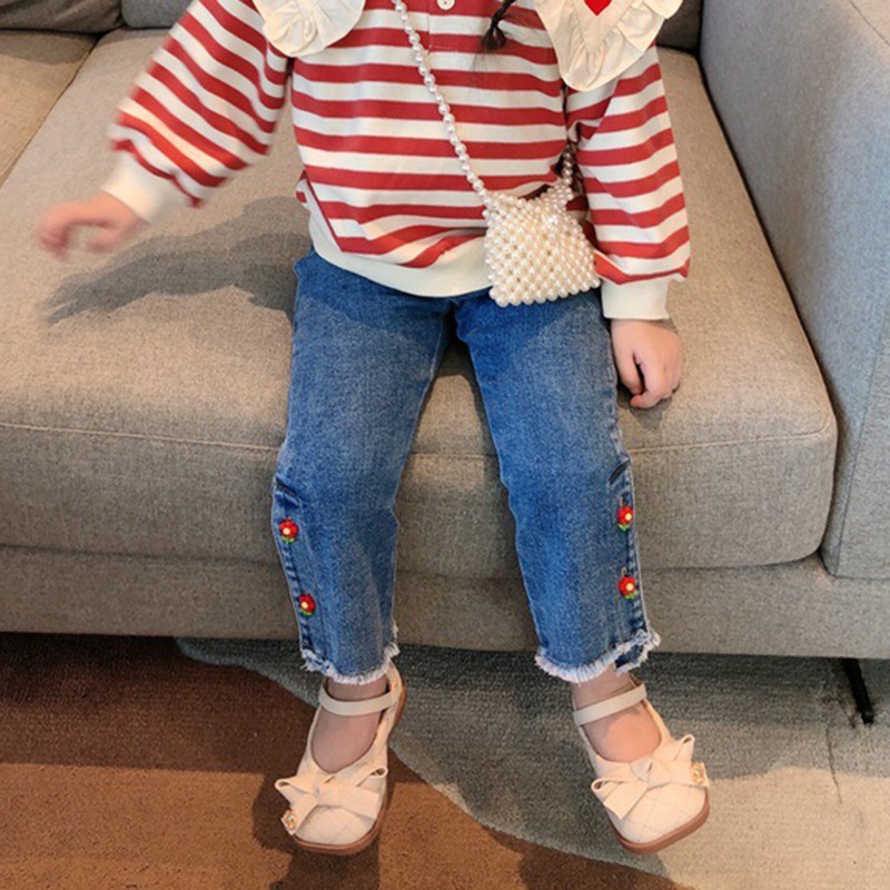 Quần Jean Ống Loe Lưng Thun Xinh Xắn Theo Phong Cách Hàn Quốc Dành Cho Nữ