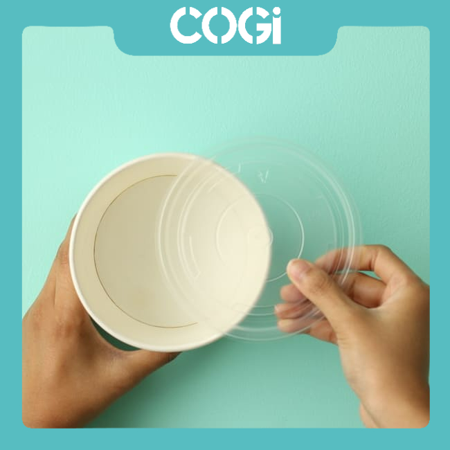 50 tô giấy 20oz hộp giấy 600ml 2pe kèm nắp dùng 1 lần chính hãng cogi chuyên đựng cháo, bánh, mứt