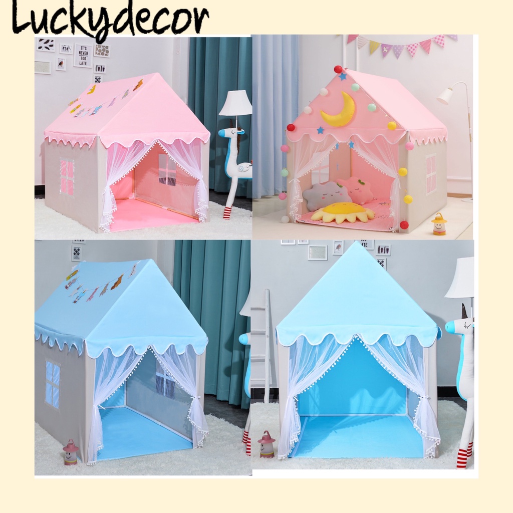 Lều Hình Ngôi Nhà Màu Xanh, Hồng Cho Bé Trai Bé Gái BG78