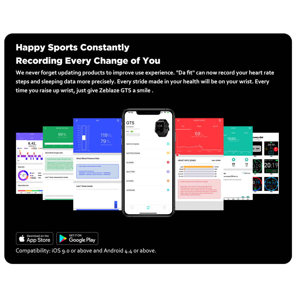 Đồng Hồ Thông Minh Zeblaze Gts Bluetooth 60 Theo Dõi Nhịp Tim Dành Cho Android/iOs