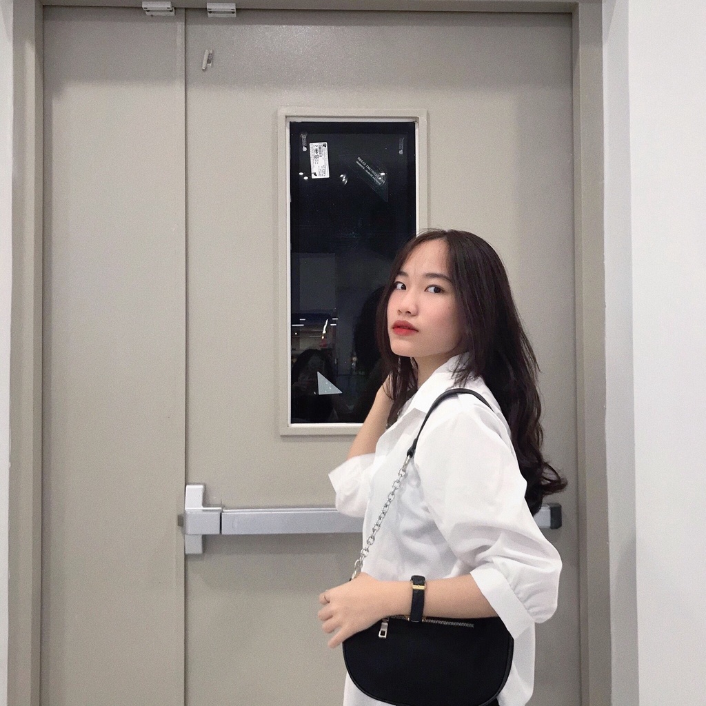 ÁO SƠ MI NỮ VINTAGE TRẮNG TRƠN TAY LỬNG SIÊU XINH AM96