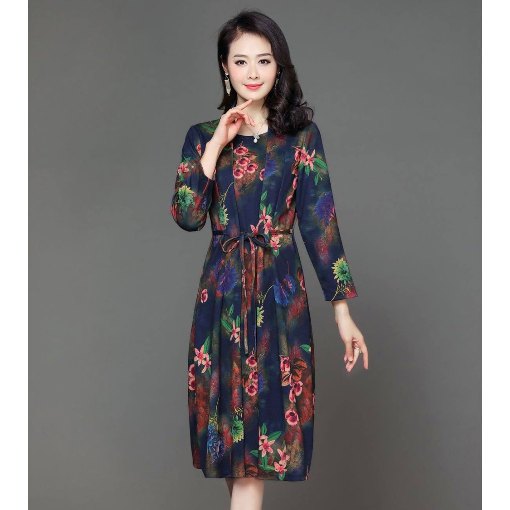 [XẢ HÀNG] Đầm trung niên mùa đông ấm áp TN001