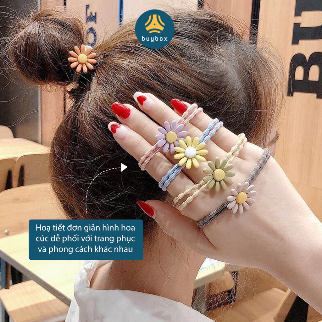 Thun cột tóc hình hoa cúc co giãn xinh xắn, nhiều màu sắc, dễ thương dùng cho các phái nữ - Buybox - BBPK259