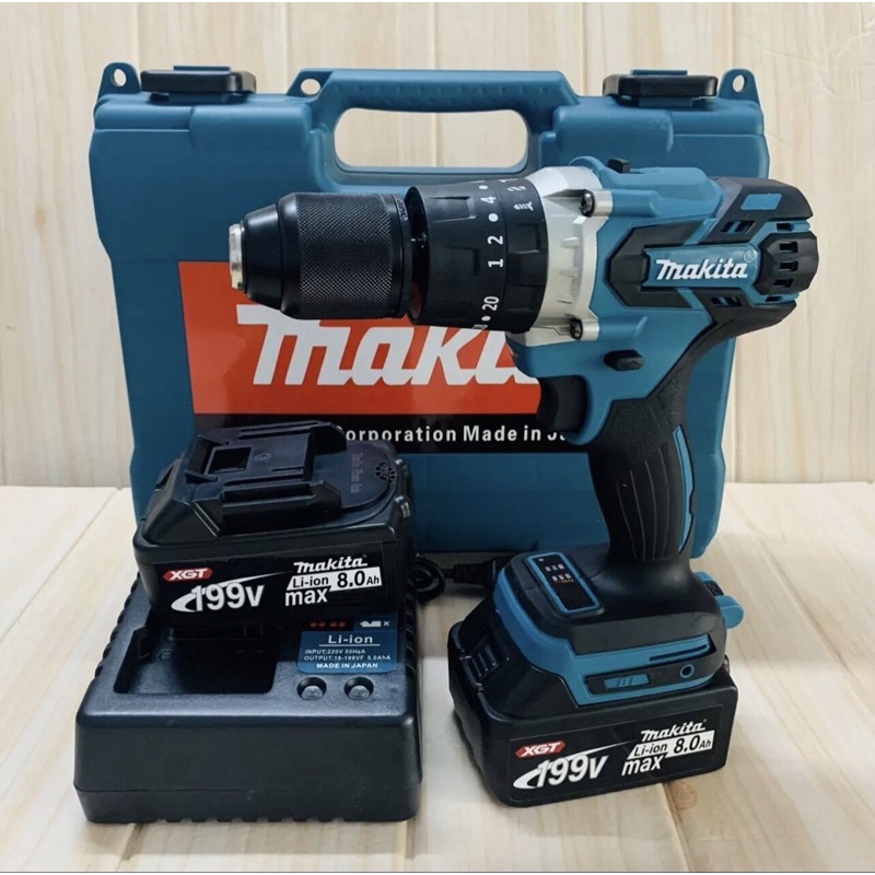 Máy Khoan Pin MAKITA không chổi than 199V Đầu 13mm Autolock 3 chức năng Có Búa