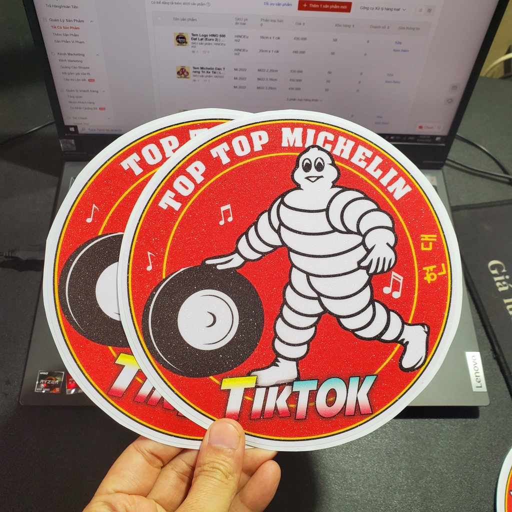 Tem Michelin Man dán trang trí xe | Logo Búp bê Tik Tok Michelin Hà Nội Phố Xe Tải