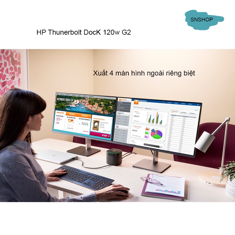 Hub HP Thunderbolt Dock 120W G2  Xuất 4 Màn Hình Riêng Biệt,Thêm Cổng Kết Nối Cho Laptop HP ELite, Zbook