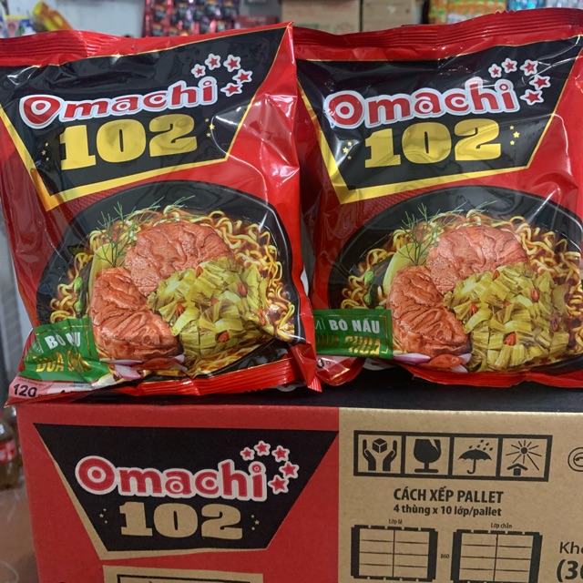 THÙNG MÌ BÒ NẤU DƯA OMACHI CÓ 102 30 gói 120g
