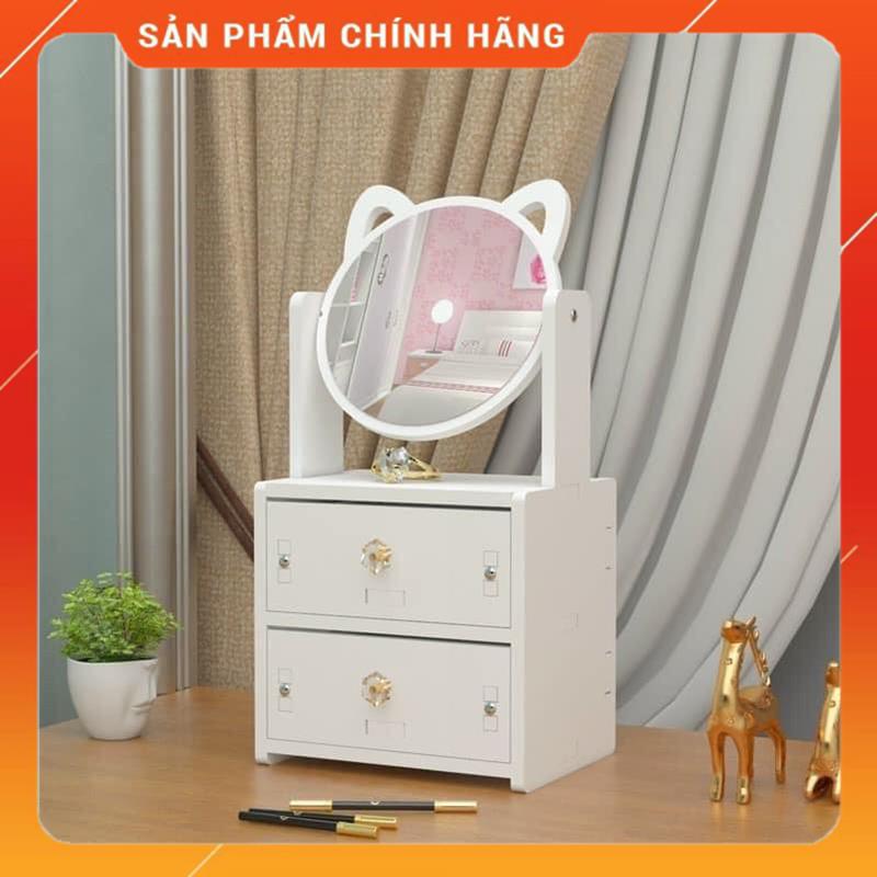 Kệ Gương Đựng Mỹ Phẩm 2 Ngăn Tai Mèo Dễ Thương MSP96988