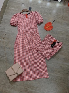 Váy maxi kẻ đỏ chất đẹp