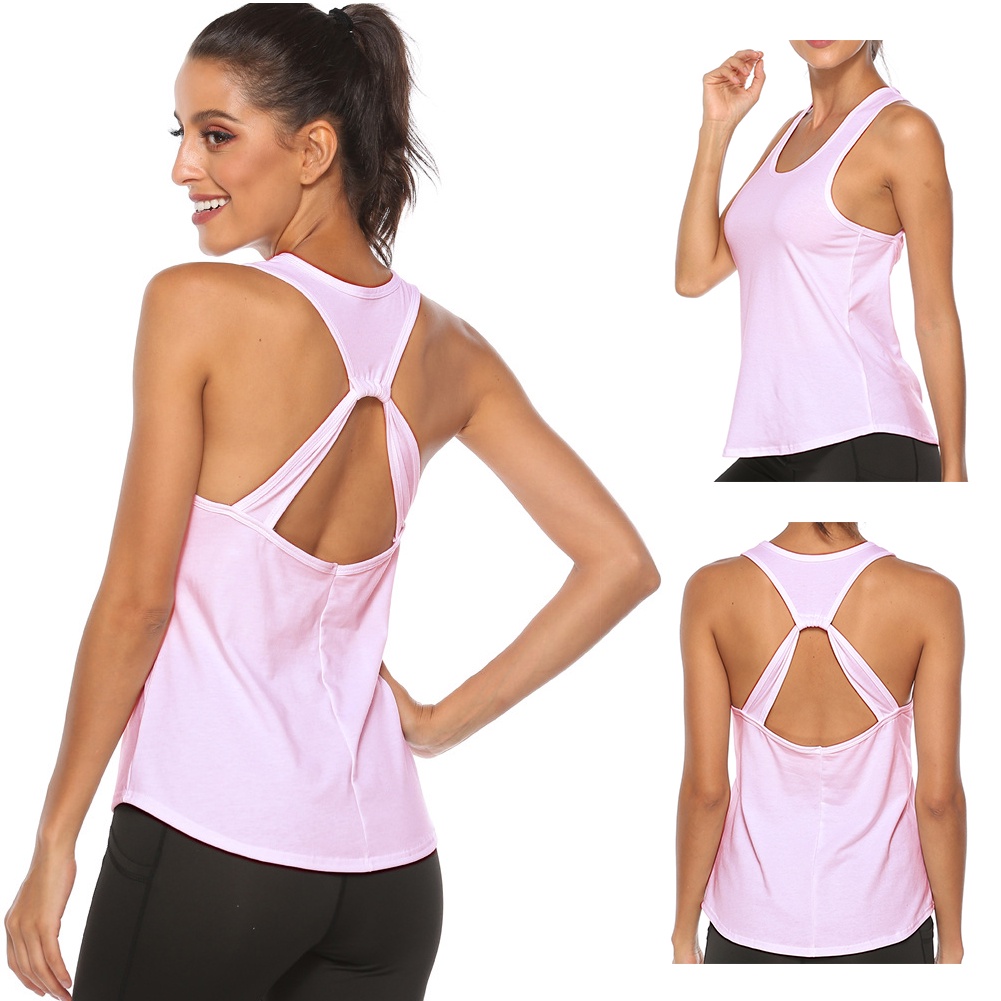 Áo Tank Top Cổ Chữ U Dáng Rộng Hở Lưng Thời Trang Tập Yoga / Thể Hình Cho Nữ