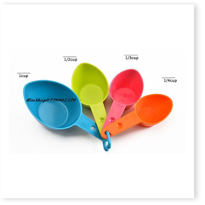 Bộ cup đo lường đong bột sữa nước ,muỗng thìa định lượng 4 món