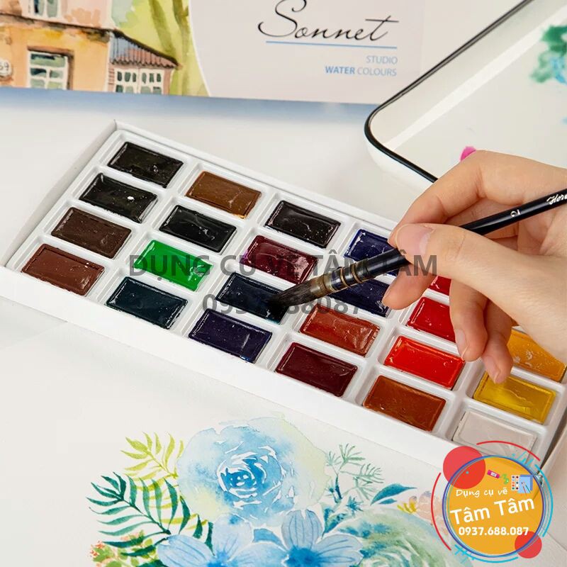 [ TÂM TÂM ]-Màu nước sonnet 24 màu, Water color sonnet set 24-
