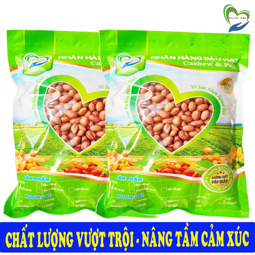 Combo 1KG Đậu Phộng Sống Chưa Chế Biến Loại 1 Tâm Đức Thiện Nguyên Liệu Cao Cấp Đóng Gói Túi Zip  2 Túi x 500GR