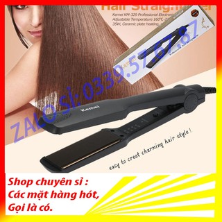 Máy Là Duỗi Thẳng Tóc 4 Mức Nhiệt KEMEI 329
