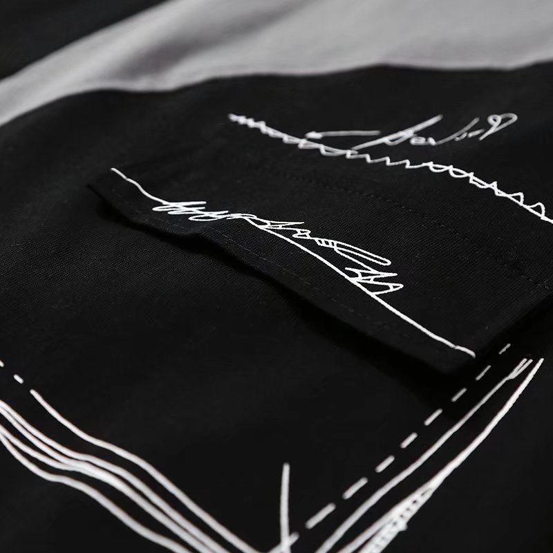 Áo Thun Ngắn Tay Phối Màu Tương Phản Phong Cách hip hop Thời Trang Mùa Hè Cho Nam