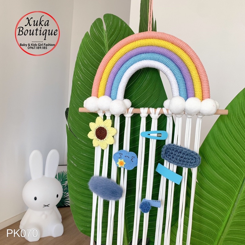 Phụ Kiện Treo Kẹp Tóc Cho Bé Hình Cầu Vồng Màu Sắc Đẹp Mắt Thích Hợp Trang Trí Phòng