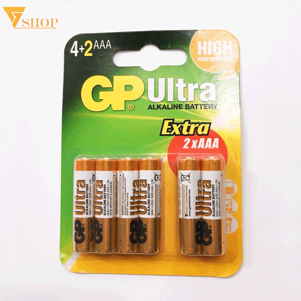 Pin GP Alkaline Super AAA vỉ 2 viên, 4 viên, 6 viên, 8 viên hàng chính hãng