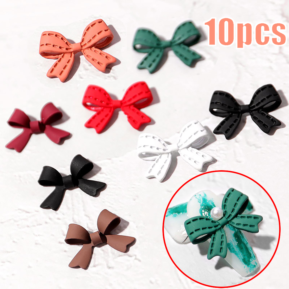 [Hàng mới về] Bộ 10 hạt nơ 3D trang trí móng tay thời trang bằng hợp kim