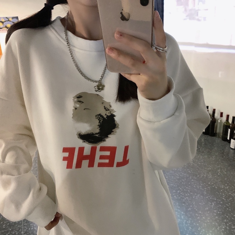 ZHELIHANGFEI Áo Thun Tay Dài Form Rộng Kiểu Dáng Thể Thao Theo Phong Cách Preppy Mỹ