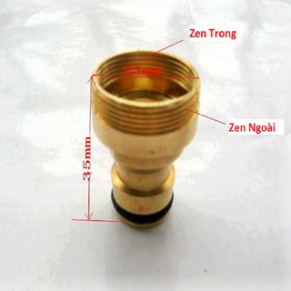 ĐẦU NỐI 2 IN 1 ZEN TRONG-ZEN NGOÀI 23MM RA KHỚP NỐI NHANH - ĐỒNG THAU - 000550
