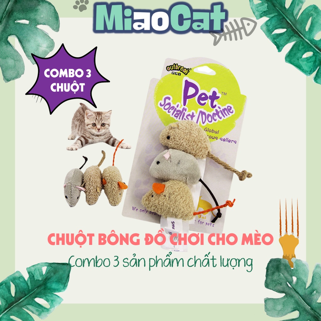 Bộ 3 Con Chuột Đồ Chơi Vui Nhộn Cho Mèo DC8168 MIAOCAT