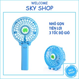 Quạt mini cầm tay 3 tốc độ gió có đèn LED và có thể gập để bàn thông minh