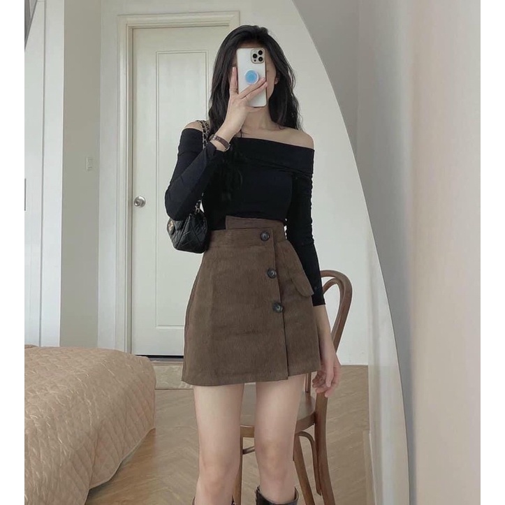 Áo len trễ vai form rộng đủ size Hottgirlshop,áo bẹt vai tay dài phong cách Hàn Quốc | BigBuy360 - bigbuy360.vn