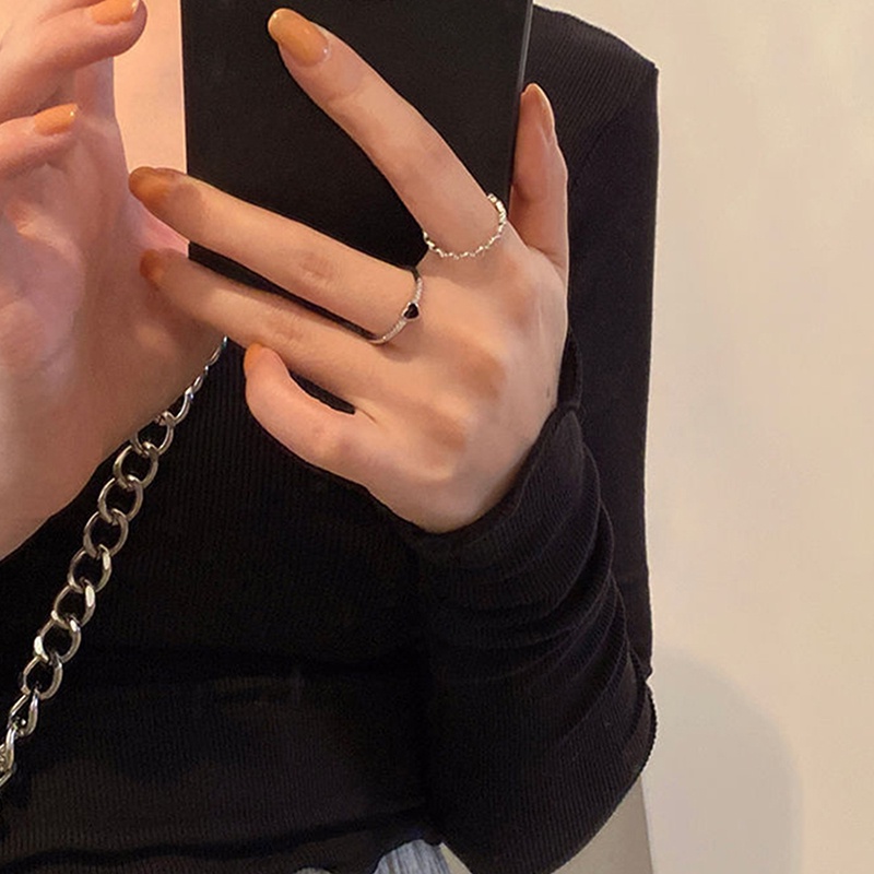 Bộ 2 Nhẫn Đính Hôn Bằng Bạc Thời Trang Cho Nữ