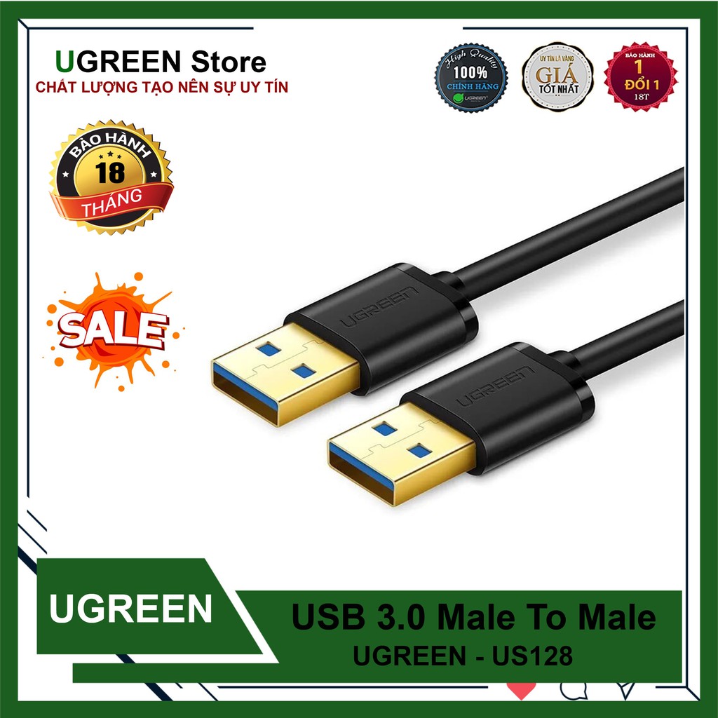 Cáp USB 3.0 Hai Đầu Dương Tốc Độ TRuyền  lên đến 5Gbps Chính Hãng UGREEN US128