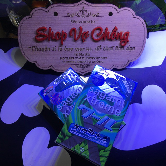 Bao Cao Su Sagami Xtreme Spearmint Hương Bạc Hà - Hộp 10 Cái