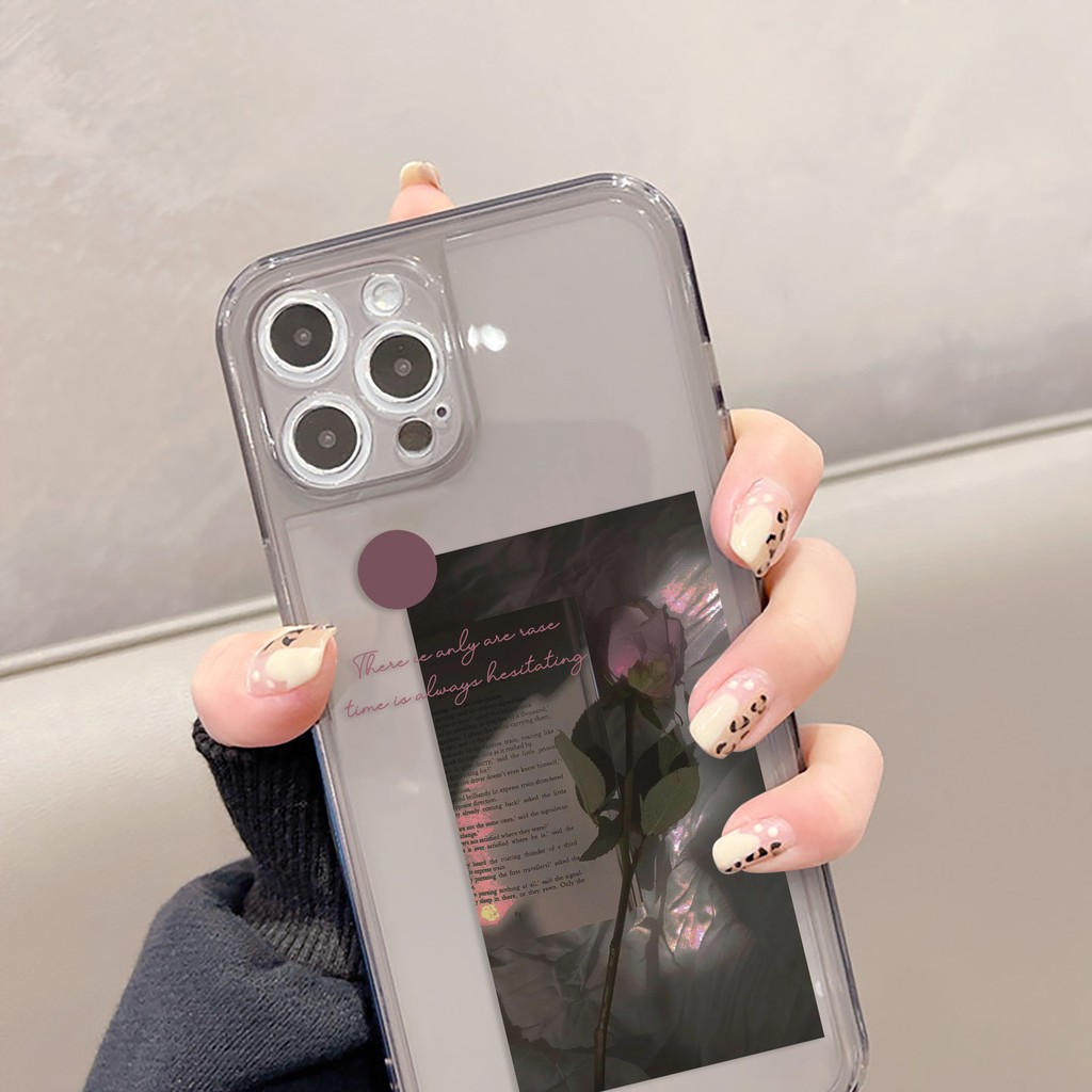Ốp lưng iphone Dark Rose trong cạnh vuông BVC 6/6plus/6s/6splus/7/7plus/8/8plus/x/xr/xs/11/12/13/pro/max/plus/promax | BigBuy360 - bigbuy360.vn