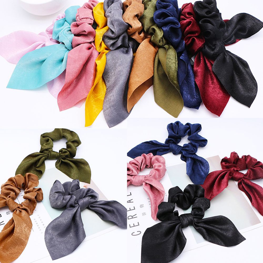 Dây buộc tóc chất liệu vải lụa trang trí thắt nơ xinh xắn